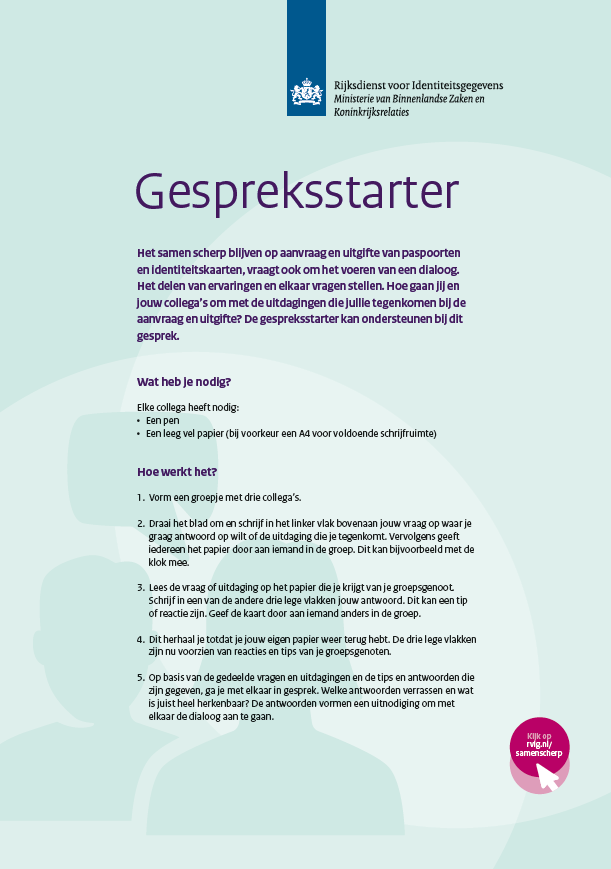 Gespreksstarter poster met tekst Samen scherp