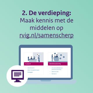 Laptop met voorbeeld van de Samen scherp-pagina